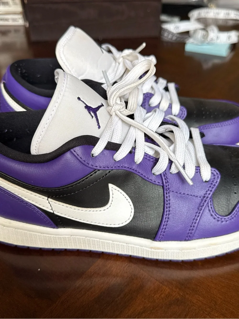 Jordan’s Retro Purple & Black Leather #553558-501 size 8